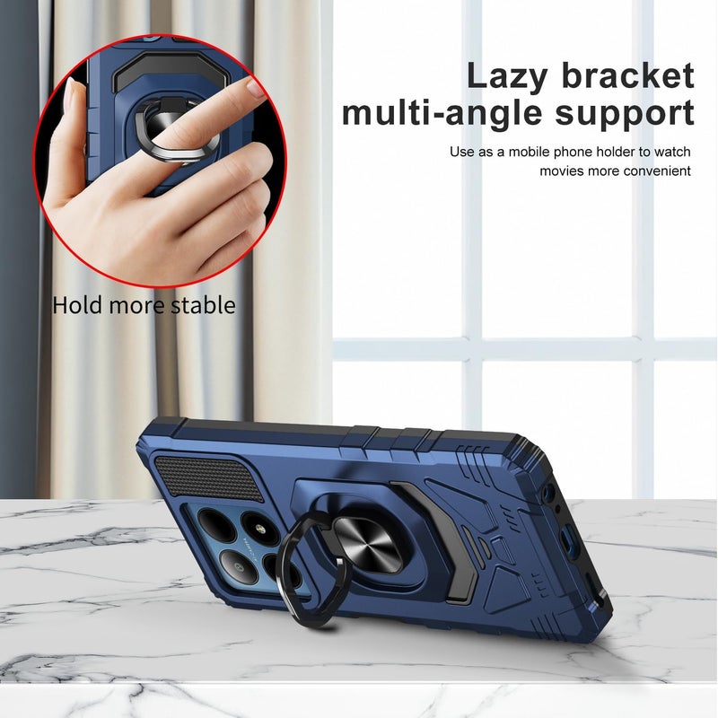 Mocotto for Boost Summit 5G Phone Case with Tempered Glass Screen Protector,Military Grade Heavy Duty Shockproof Protective Cover,with Ring Kickstand (Boost Summit 5G,Blue) - Image 5